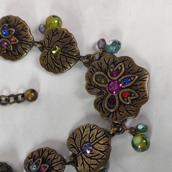 Chico's Vintage-look Jeweled Frog On Lily Pad Necklace - Picture 7 of 10